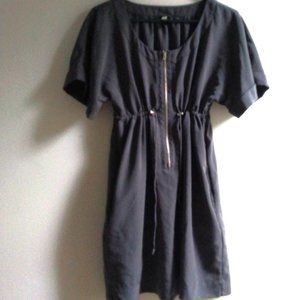 H&M Zipper Front Mini Dress with Adjustable Drawstring Empire Waist
